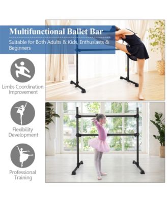 4 Feet Double Ballet Barre Bar With Adjustable Height-Black.