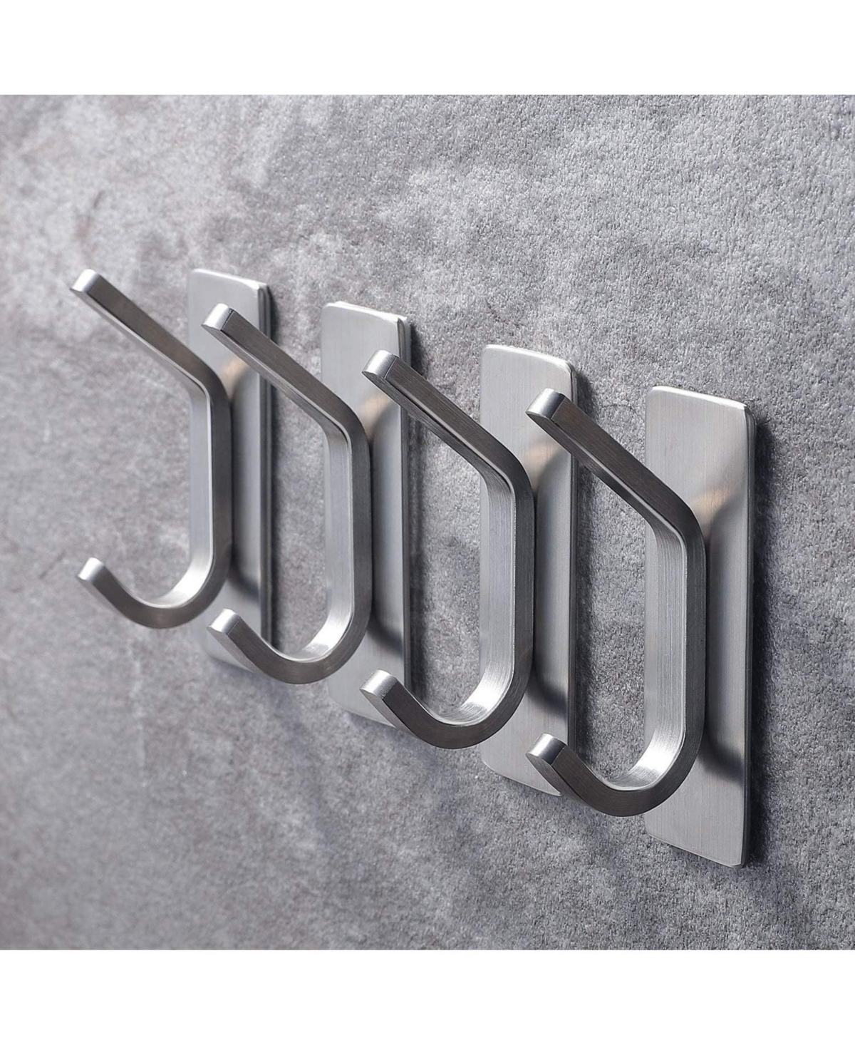 Towel Hook/Adhesive Hooks - Wall Hooks for Coat/Robe/Towels Stick on Bathroom/Kitchen 4-Pack, Stainless Steel