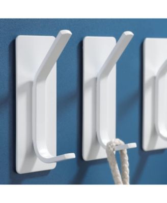 Towel Hooks/Adhesive Hooks - Heavy Duty Wall Hooks Stainless Steel Robe/Coat Towel Hooks for Bathroom and Bedroom, White 4-Packs