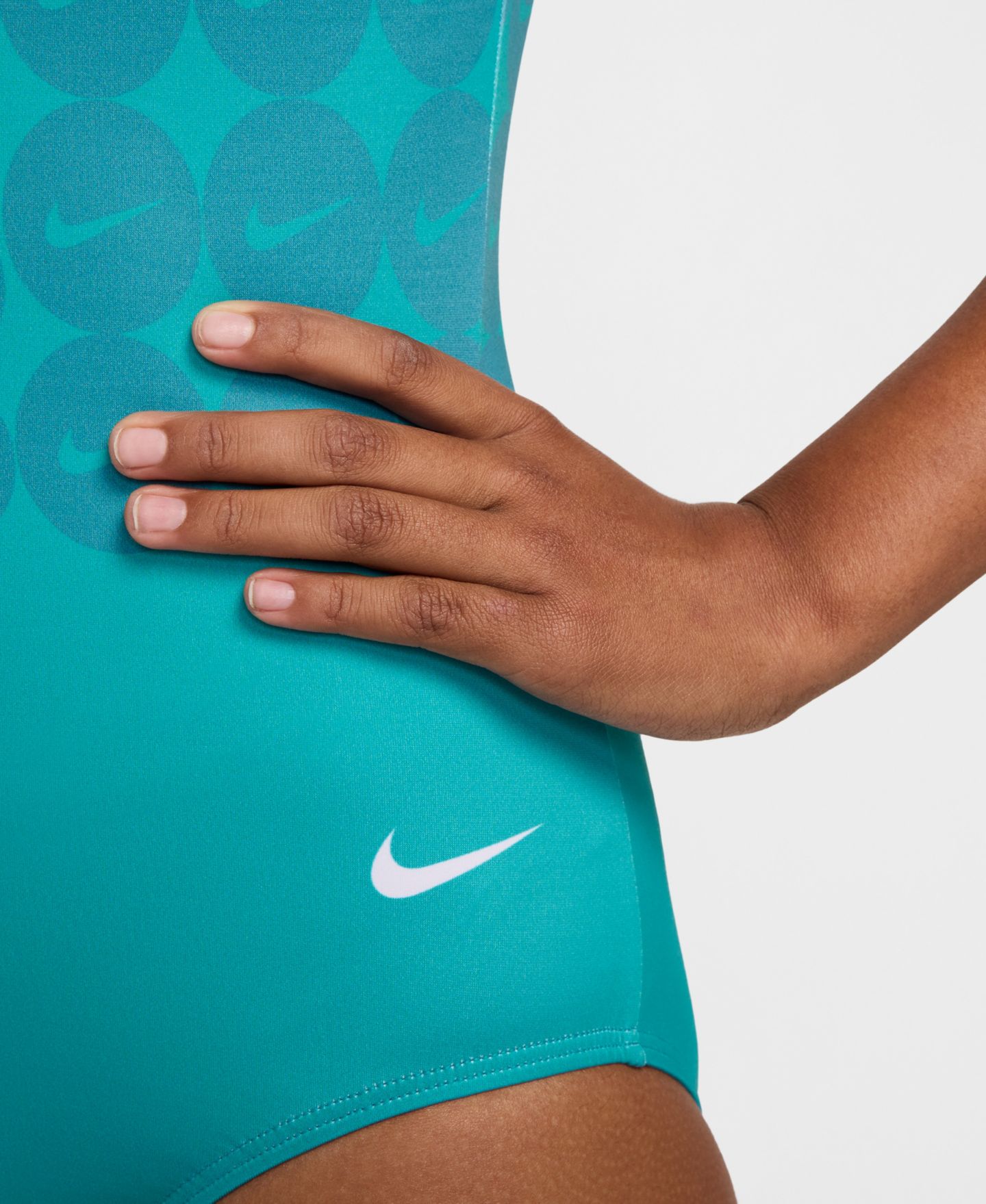 Детский гимнастический купальник Nike Gymnastics Swoosh с принтом для девочек 7-16 лет, цвет: Зелёный — фото 5