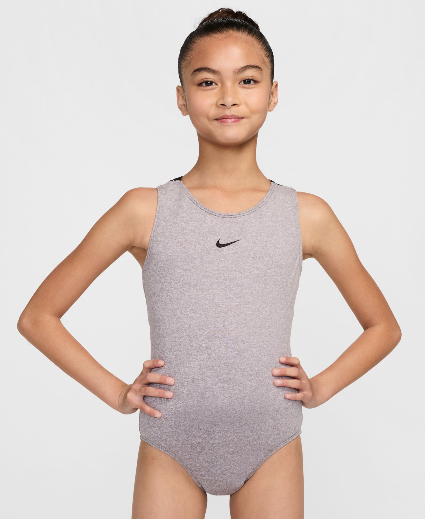 Купальник Nike Leotard, на завязках — Nike Gymnastics, цвет: Меланжевый серый — фото 1