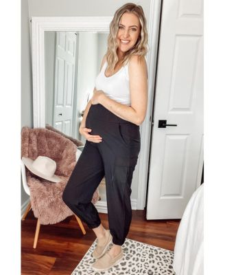 Maternity Black Cargo Pocket Joggers