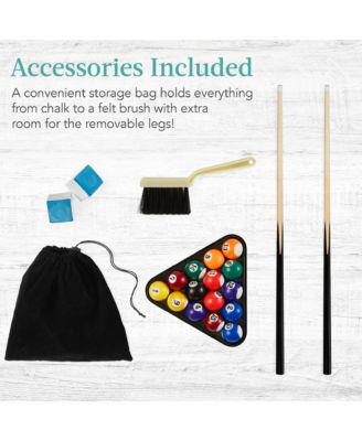 40in Tabletop Billiard Table, Pool Game Table w/ 2 Cue Sticks, Ball Set, Storage Bag