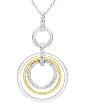 Macy's - Diamond Necklace (1/6 ct. t.w.) in 14K White and Yellow Gold