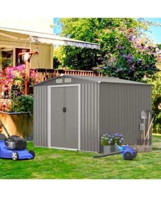 8'x6' Outdoor Storage Shed Galvanized Steel Tool House Organizer for Garden Yard