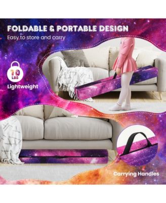 Folding Balance Beam with Solid Wood Base and Anti-slip Bottom-Pink.