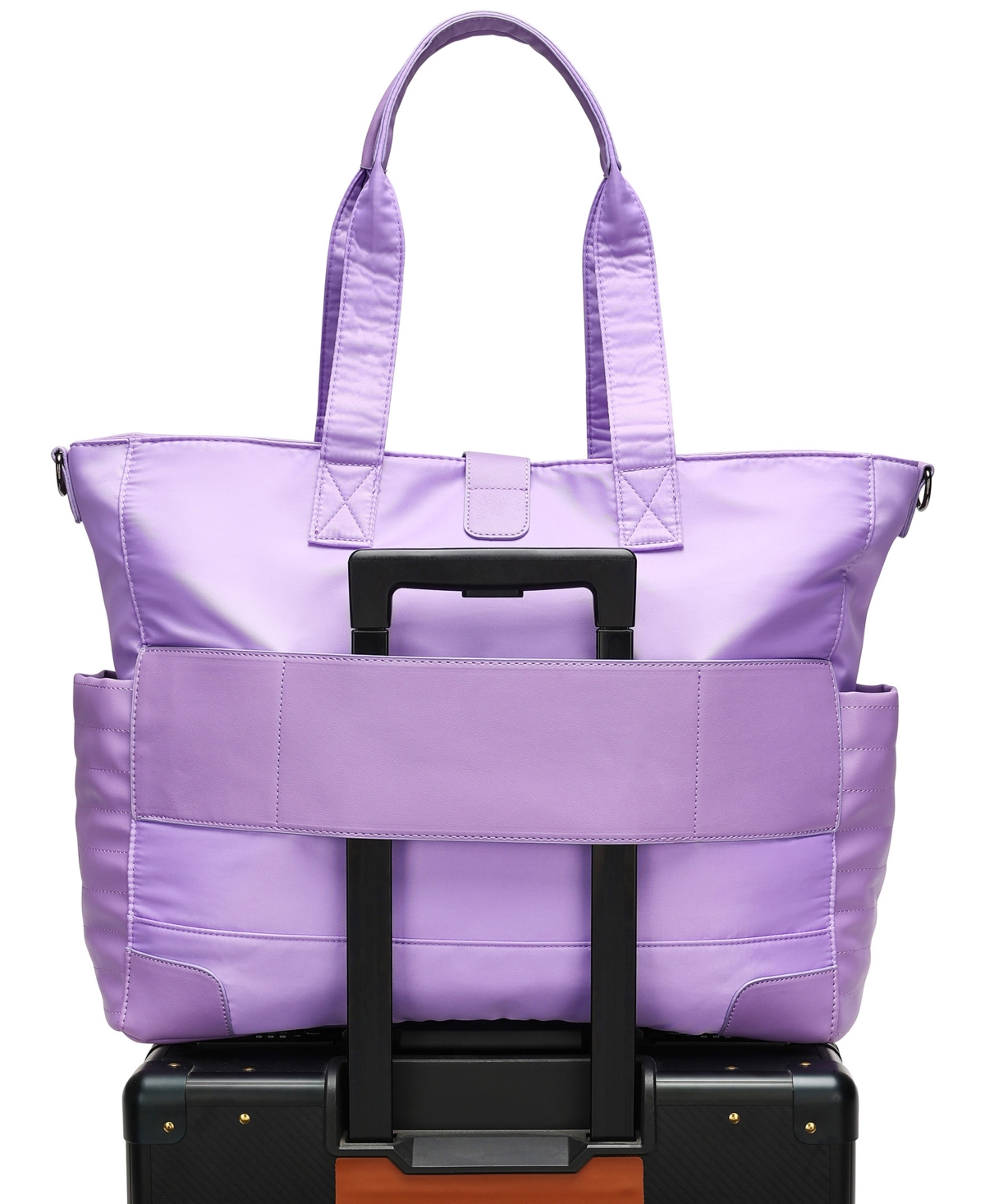Elle Voyage 14.5" Twill And Faux Leather Weekender Tote Bag In Purple