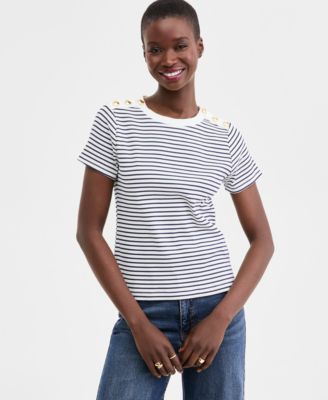 On 34th - Women's Knit Short-Sleeve Button-Shoulder Top