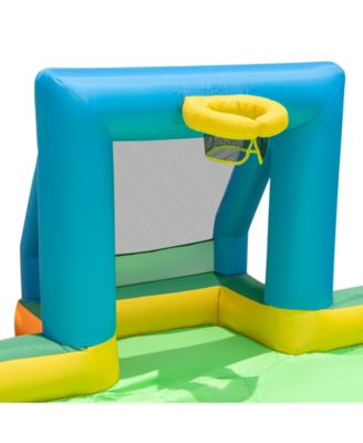 Kids Inflatable Water Slide with 2 Long Slides and 2 Soccer Gates with 1100W Blower