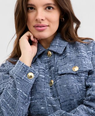 Women's Woven Solid Cropped Tweed Jacket, Macy's Exclusive