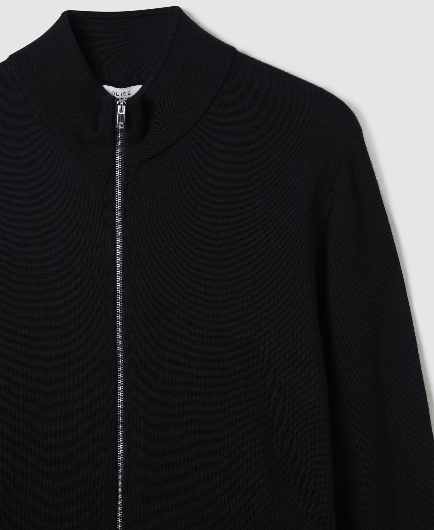 Мужской кардиган REISS Hampshire Merino Wool Funnel-Neck, цвет: Чёрный — фото 5