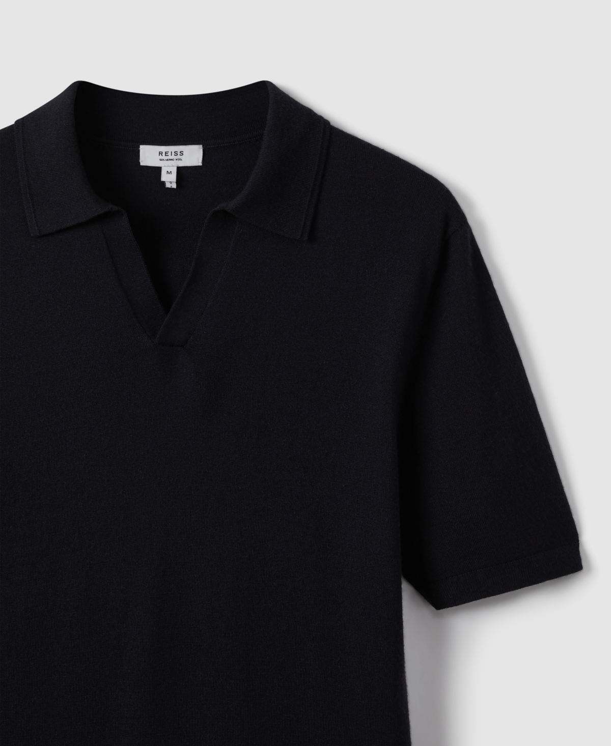 Reiss Men's Merino Wool Open Collar Polo Shirt