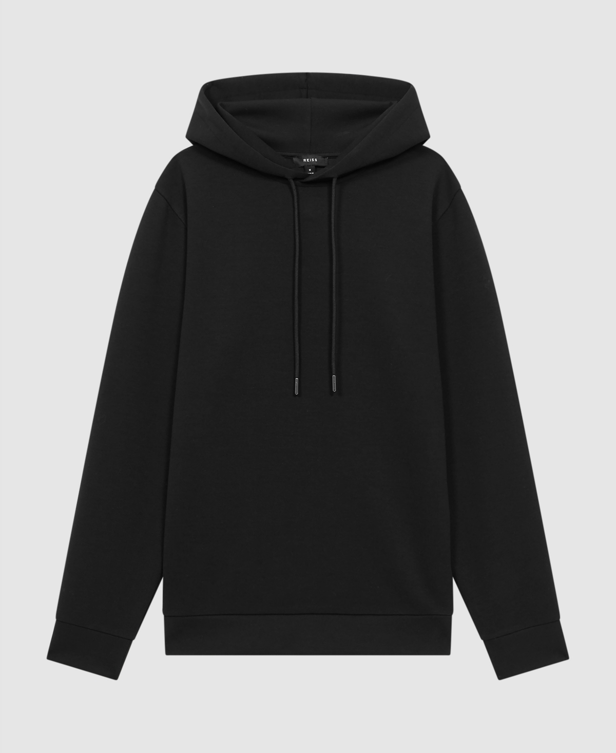 Reiss Men's Interlock Jersey Drawstring Hoodie In Black