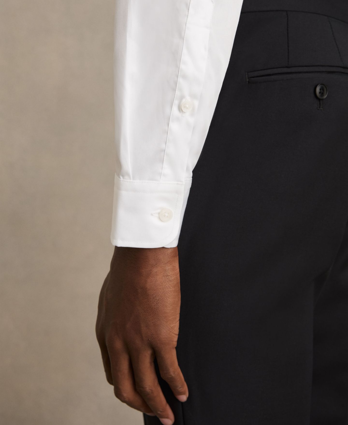Мужская рубашка REISS Remote Slim-Fit Cotton-Satin Cutaway-Collar Dress Shirt, цвет: Белый — фото 4