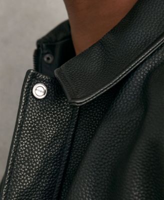 Men's Grained-Leather Zip-Through Jacket