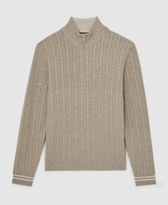 Men's Half-Zip Cable-Knit Wool Sweater