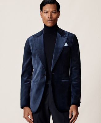 Men's Single-Breasted Velvet Slim-Fit Blazer