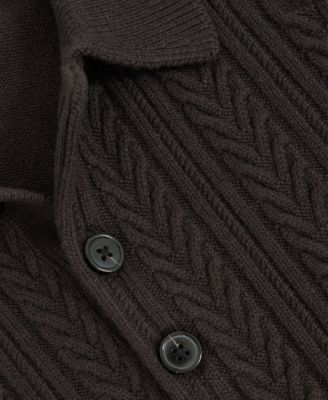 Men's Half-Button Cable-Knit Wool Shirt