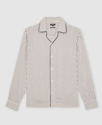 Men's Stripe Cuban-Collar Piped Shirt