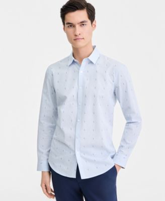 Men's Long-Sleeve Cotton Faded Geo Shirt, Macy's Exclusive