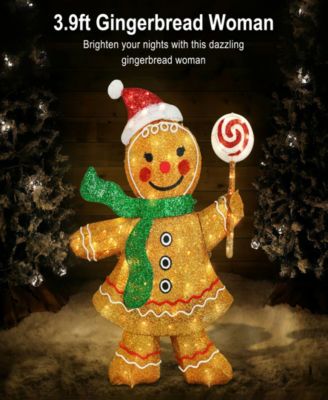 47" Pre-Lit Outdoor Gingerbread Woman Christmas Holiday D&eacute;cor