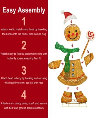 47" Pre-Lit Outdoor Gingerbread Woman Christmas Holiday D&eacute;cor