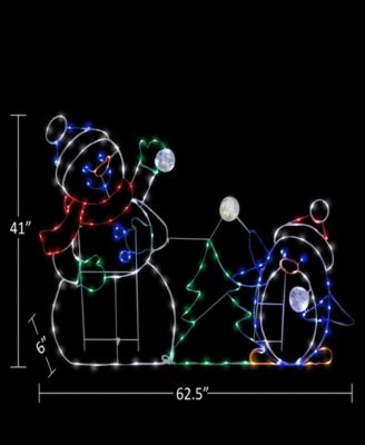 3.5' Snowman with Penguin Outdoor Christmas D&eacute;cor