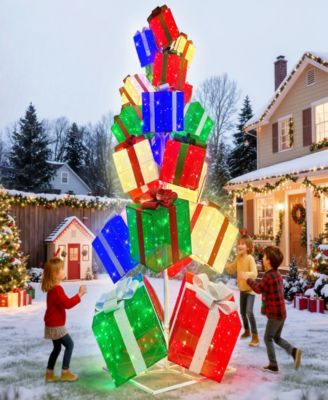 10.8' Pre-Lit Christmas Giftbox Tree Christmas Holiday D&eacute;cor