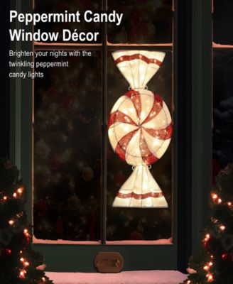 6' Pre-Lit Outdoor Peppermint Candy Pathway Stake Christmas D&eacute;cor