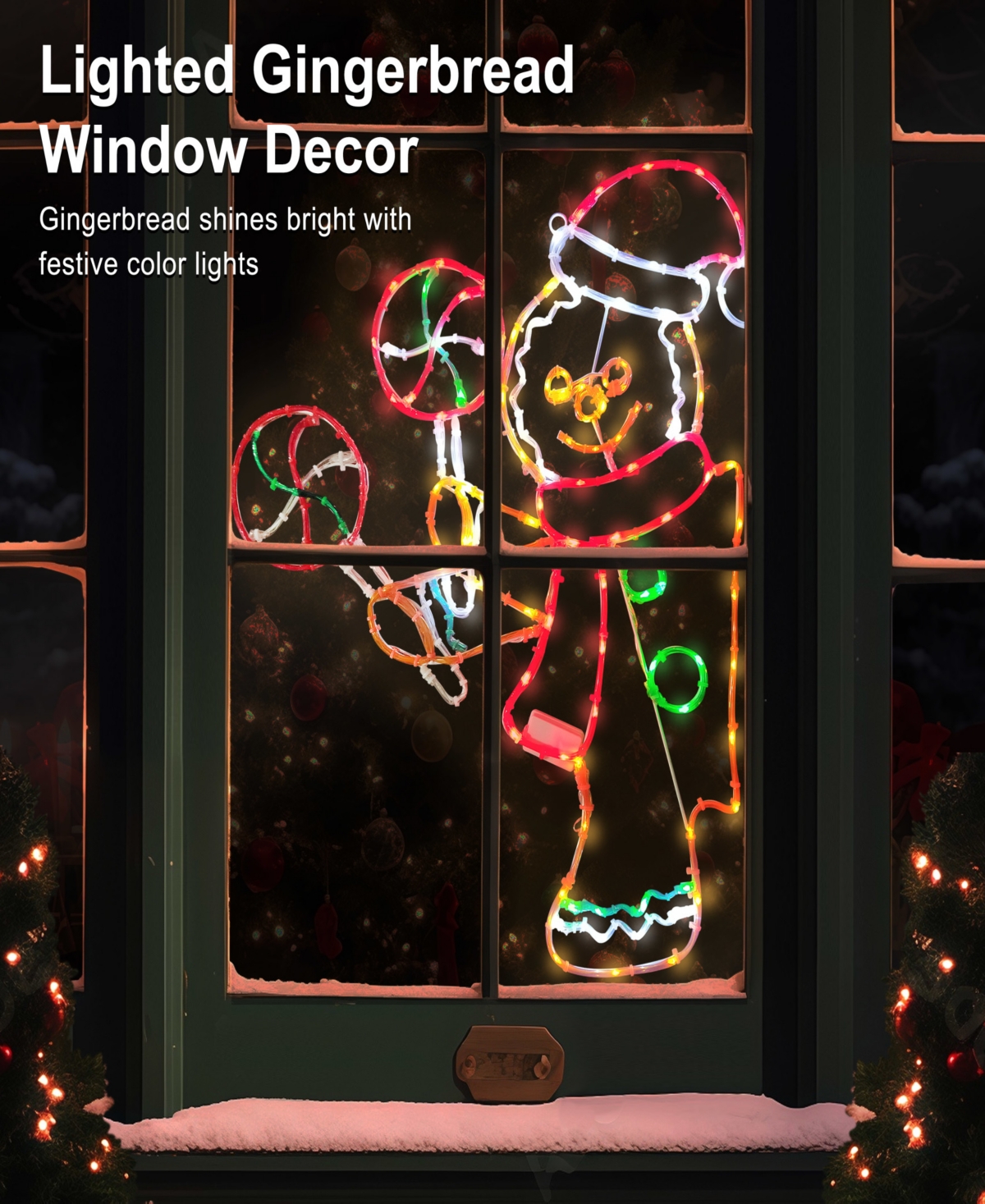 Puleo International 2' Gingerbread Window Decor In Multi