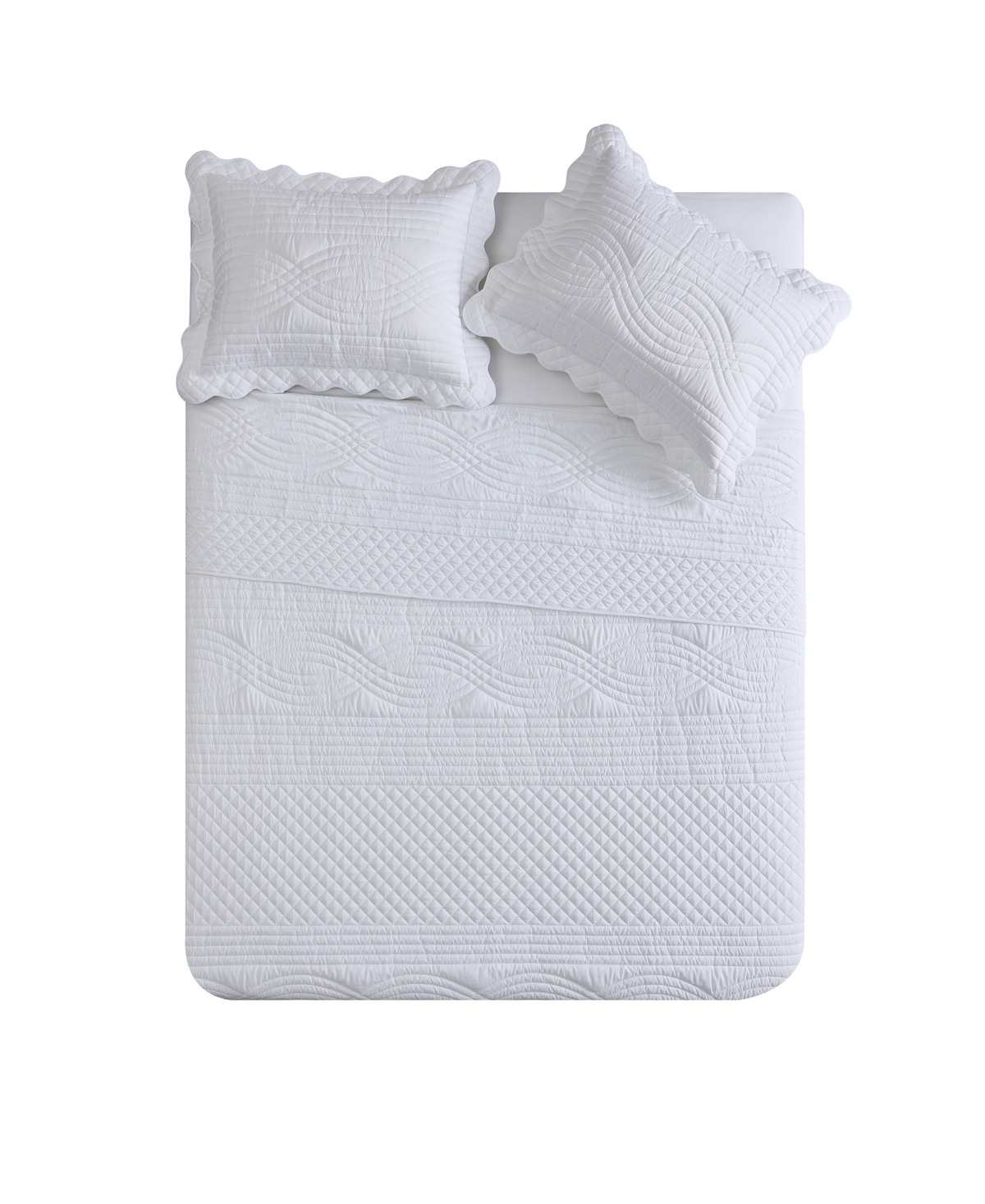 Vcny Home Scallop Microfiber 2-pc. Quilt Set, Twin In White