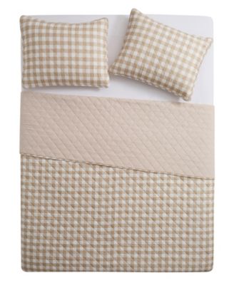 Gingham Microfiber 3-Pc. Quilt Set, Full/Queen