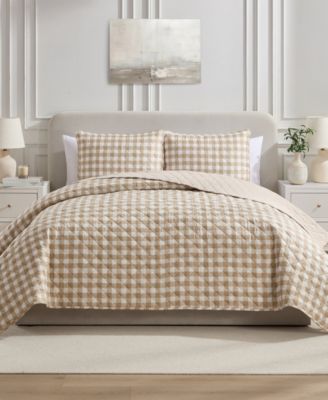 Gingham Microfiber 3-Pc. Quilt Set, King