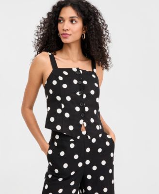 Women's Polka Dot Button-Front Tank, Macy's Exclusive