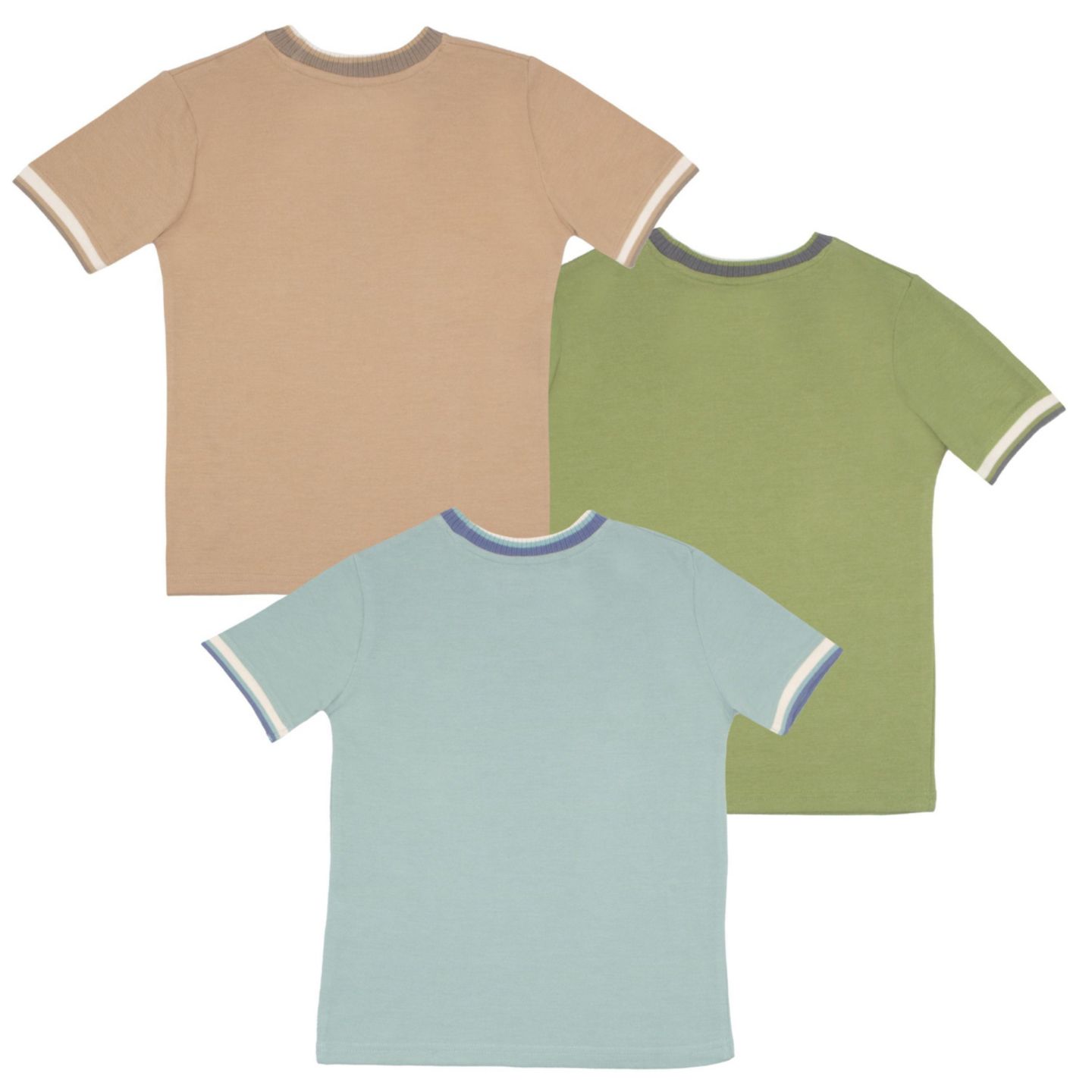 Футболки Tommy Bahama 3 Piece Crewneck Ringer Stylish T-Shirt Set для мальчиков, цвет: Синий / Рыжевато-коричневый — фото 2