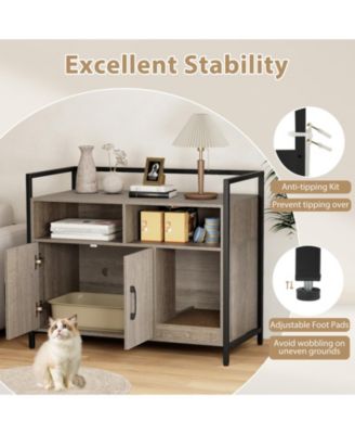 Cat Litter Box Enclosure w/ Storage Compartments Removable Scratching Board