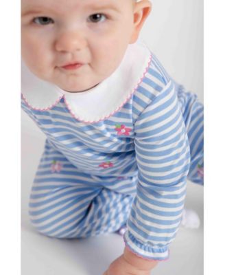 Baby Girls Stripe Knit Longall With Embroidered Flowers