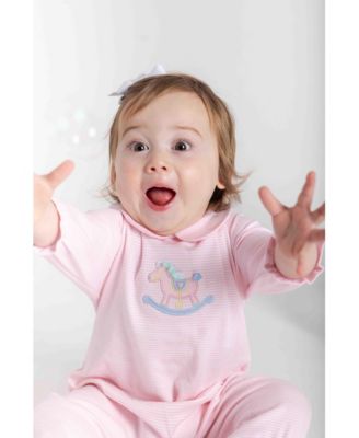 Baby Girls Stripe Knit Longall With Rocking Horse