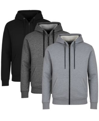 Men's Lined Full-Zip Hoodie, 3-Pack