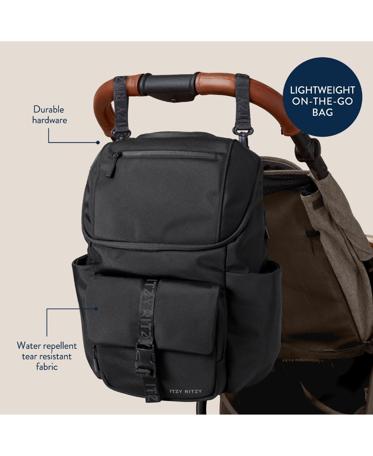 Itzy Ritzy Baby Belong Top Open Backpack Woven Chocolate