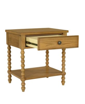 24" Solid Wood Frame Camel Oak Finish Nightstand