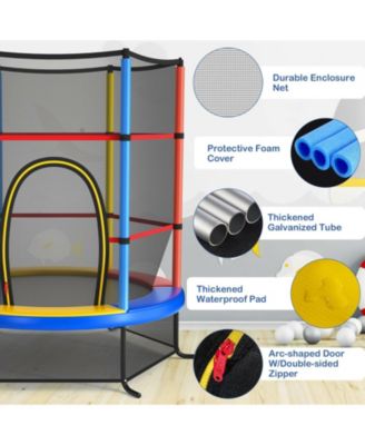 55 Inch Kids Recreational Trampoline Bouncing Jumping Mat with Enclosure Net