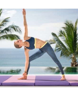 Folding Gymnastics Mat with Carry Handles and Sweatproof Detachable PU Leather Cover