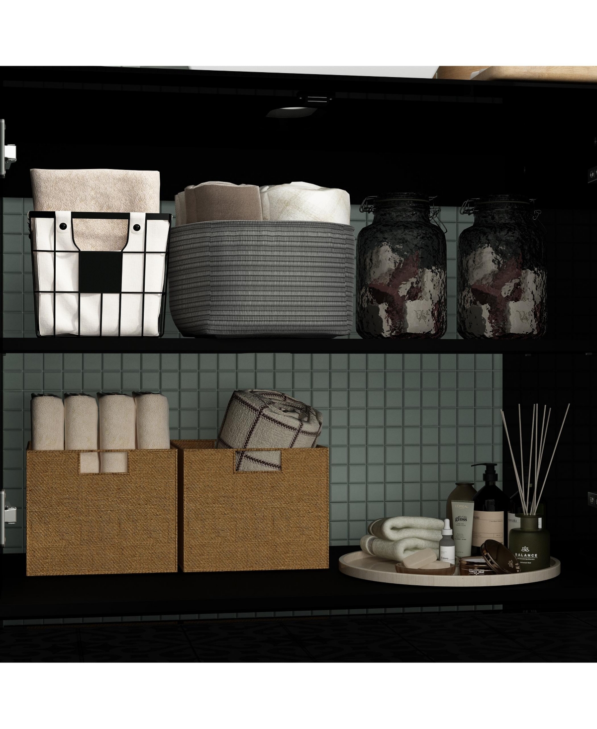 Homsee Bathroom Vanity with Marble Top, Bathroom Cabinet with 2 Doors & Drawer