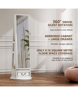 Full-Length Lockable Jewelry Armoire with Mirror Storage