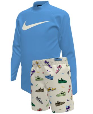 Boys' 4-7 Multi Sneaker Rash Guard Top and Swim Shorts, 2-Piece Set