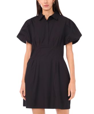Women's Puff Sleeve Button Front Short Dress
