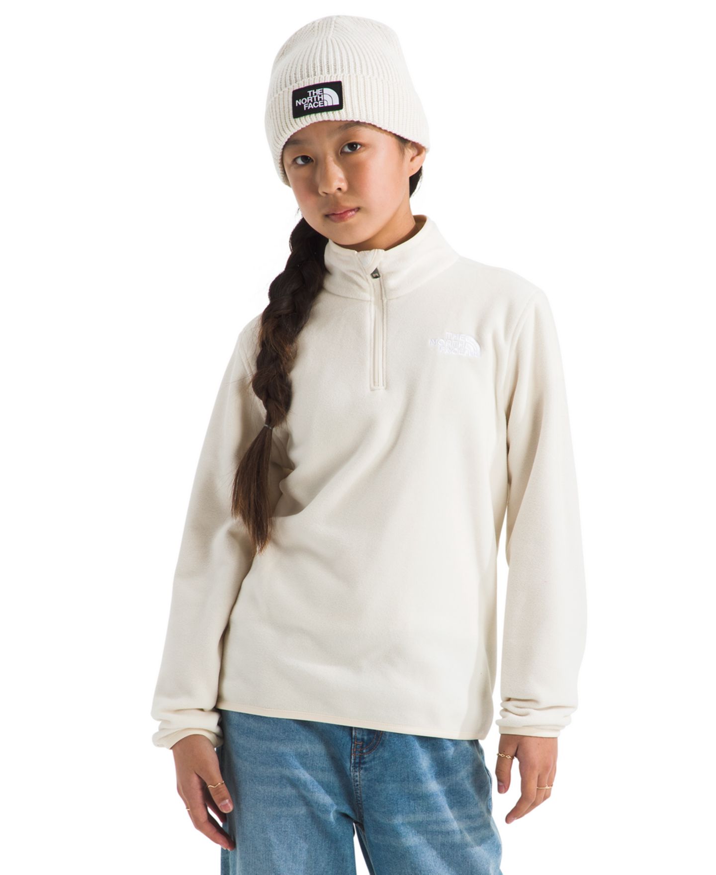 Куртка The North Face Glacier Quarter-Zip Pull-On для девочек, цвет: Белый дюнный — фото 1