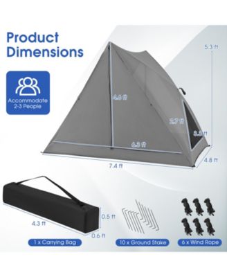 Pop-up Camping Tent for 2-3 People with Carry Bag and Rainfly for Backpacking Hiking Trip