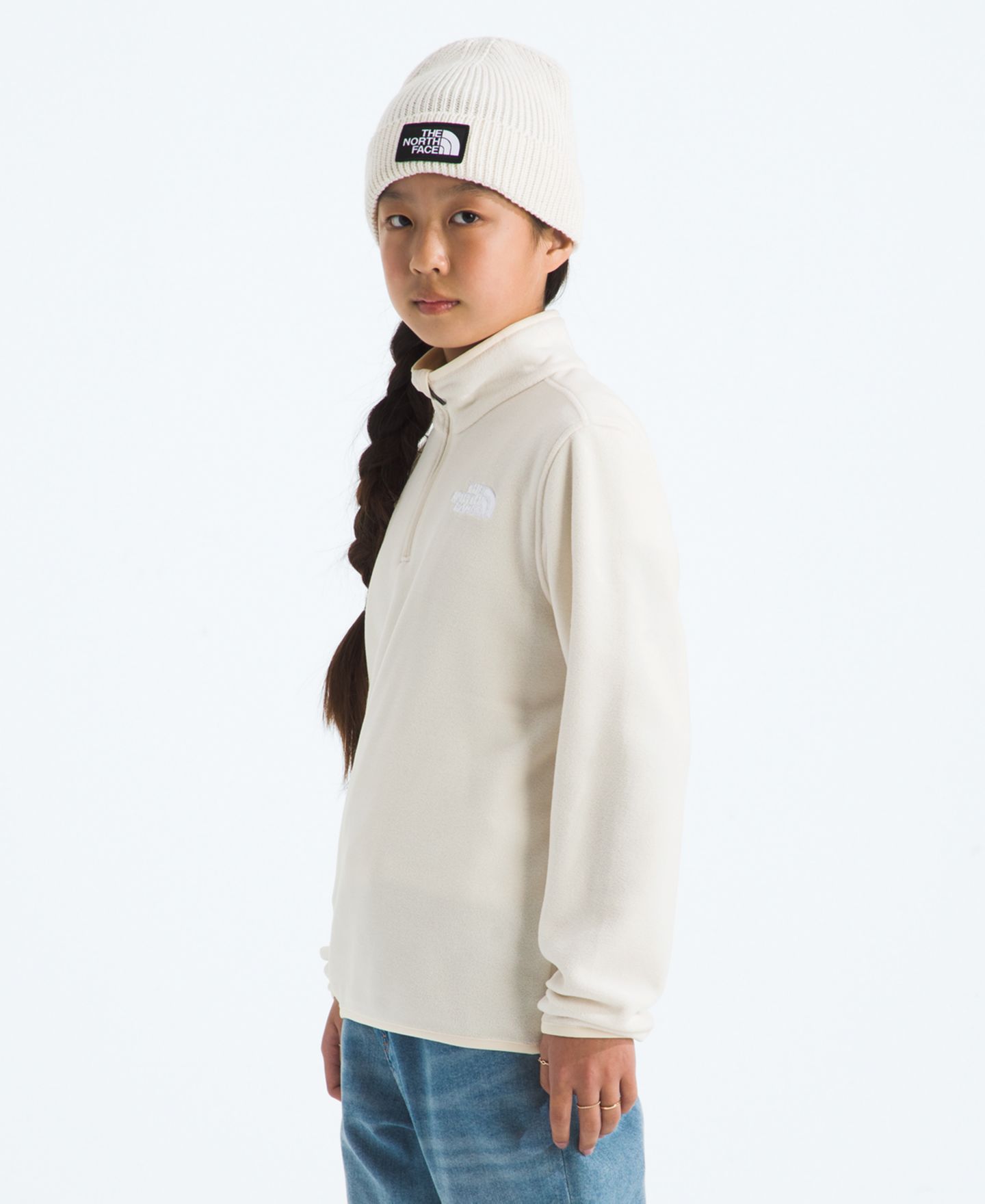 Куртка The North Face Glacier Quarter-Zip Pull-On для девочек, цвет: Белый дюнный — фото 2